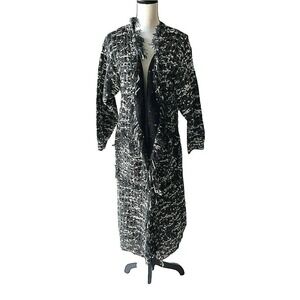 Foxiedox Black & White Fringed Duster Cardigan Sweater